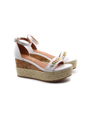 Sandalo ankle strap con catena oro