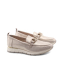 Mocassino in pelle con catena donna