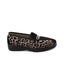 Pantofola animalier con strass da donna