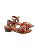 Sandalo multicolor in pelle da donna