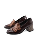 Mocassino in vernice con frange donna