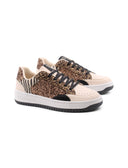 Sneaker animalier con glitter da donna