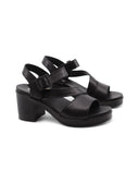 Sandalo nero con tacco a blocco donna