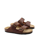 Ciabatta in pelle a doppia fascia donna