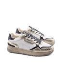 Sneaker donna in pelle con dettagli oro