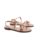Sandalo laminato con borchie da donna