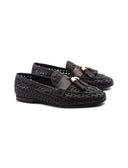 Mocassino in pelle intrecciata da donna
