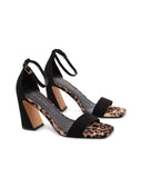 Sandalo animalier con tacco da donna