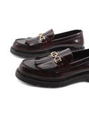 Mocassino bordeaux da donna con frange