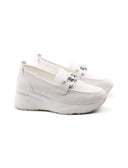 Mocassino bianco con zeppa da donna