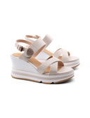 Sandalo zeppa da donna con strass