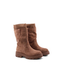 Stivale biker donna con inserto tessuto