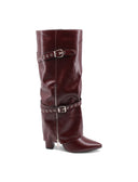 Stivale risvoltato con borchie da donna