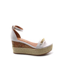 Sandalo ankle strap con catena oro