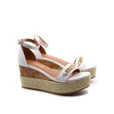 Sandalo ankle strap con catena oro