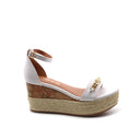 Sandalo ankle strap con catena oro
