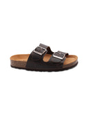 Ciabatta a doppia fascia in pelle donna