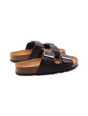 Ciabatta a doppia fascia in pelle donna