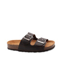 Ciabatta a doppia fascia in pelle donna