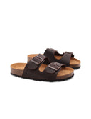 Ciabatta a doppia fascia in pelle donna