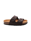 Ciabatta a doppia fascia in pelle donna