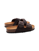Ciabatta a doppia fascia in pelle donna
