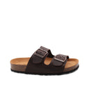 Ciabatta a doppia fascia in pelle donna