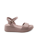 Sandalo zeppa in vera pelle da donna