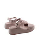 Sandalo zeppa in vera pelle da donna