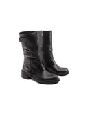 Stivaletto nero in pelle con risvolto