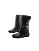 Stivaletto nero in pelle con risvolto