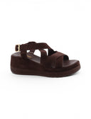 Sandalo zeppa in pelle scamosciata