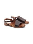 Sandalo flat in pelle morbida donna