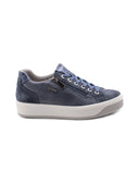 Sneaker in pelle con lacci e zip donna
