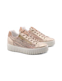 Sneaker platform platino e beige donna