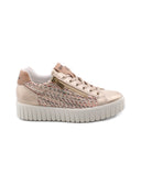 Sneaker platform platino e beige donna