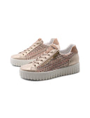 Sneaker platform platino e beige donna