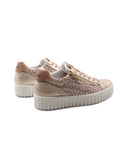 Sneaker platform platino e beige donna