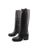 Stivale nero in pelle con tacco donna