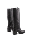 Stivale nero in pelle con tacco donna