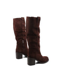 Stivale scamosciato con tacco da donna