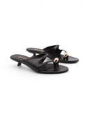 Ciabattina kitten heels nera in pelle