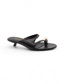 Ciabattina kitten heels nera in pelle