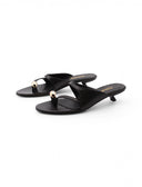 Ciabattina kitten heels nera in pelle