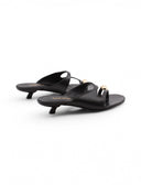 Ciabattina kitten heels nera in pelle