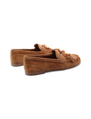 Mocassino in suede con frange e fiocco