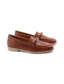 Mocassino in pelle con catena donna