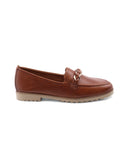 Mocassino in pelle con catena donna