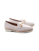 Mocassino bianco con morsetto oro donna