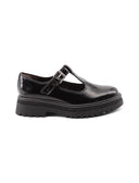 Ballerina vegan t-strap nera lucida